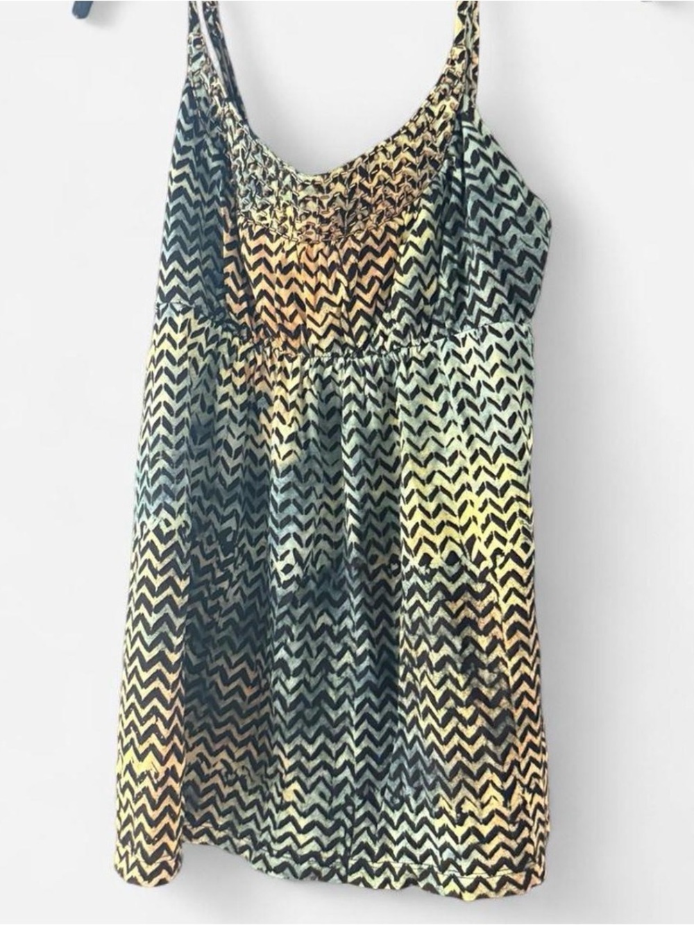 Santiki Beaded Chevron Babydoll Top | Size L | Boho Resort Style - Picture 9 of 9